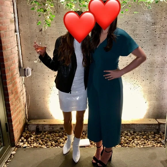 Leith Surplice Wide Leg Crop Jumpsuit in color “Teal Cyrus” - Picture 4 of 4